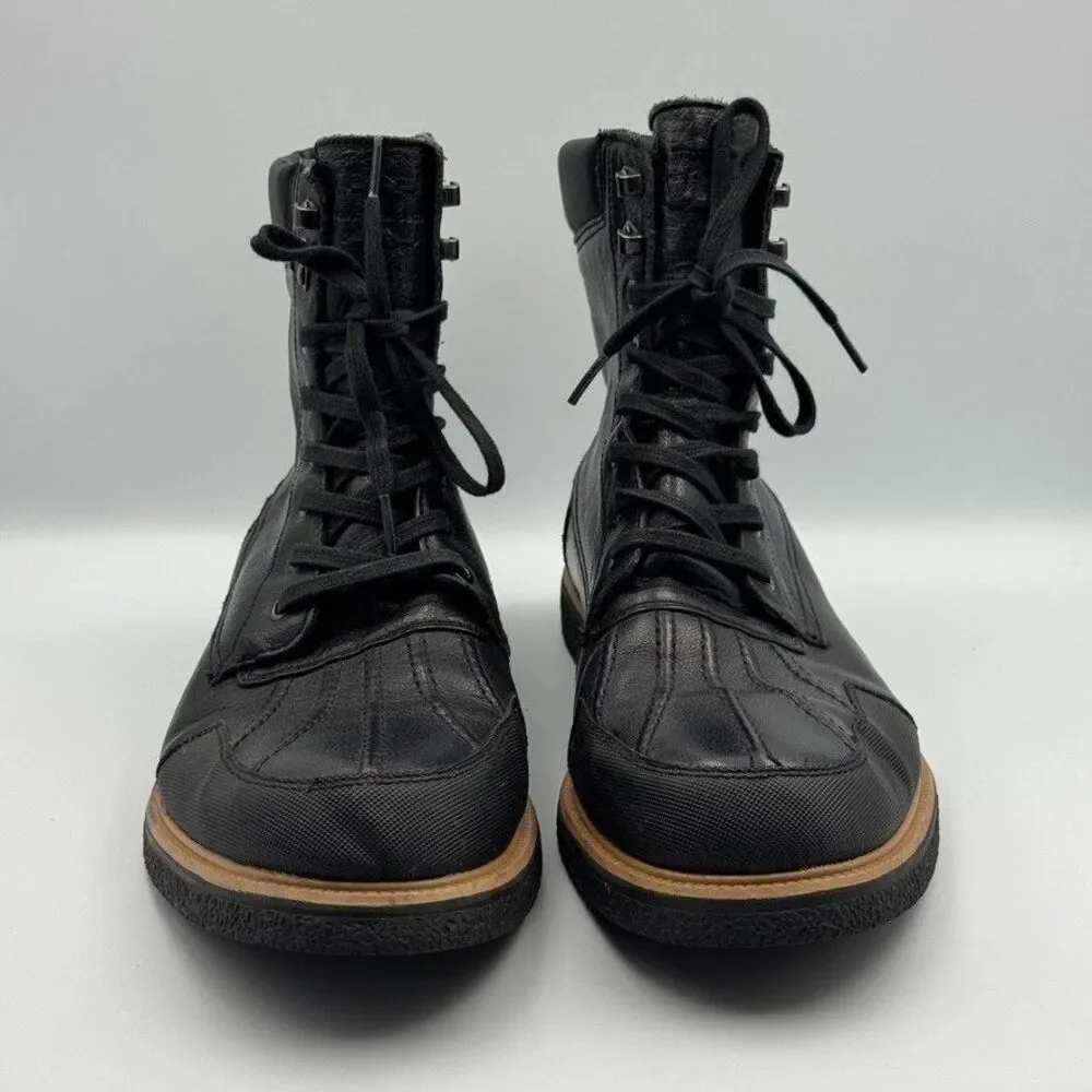 Calvin Klein Fargo Boots Men's 12 Black Leather Lace-Up Good Condition